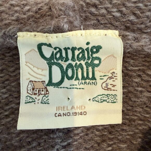 Vintage Carraig Donn Sweater Women Small Brown Shetland Wool Hood Full Zip Irish - Picture 5 of 14